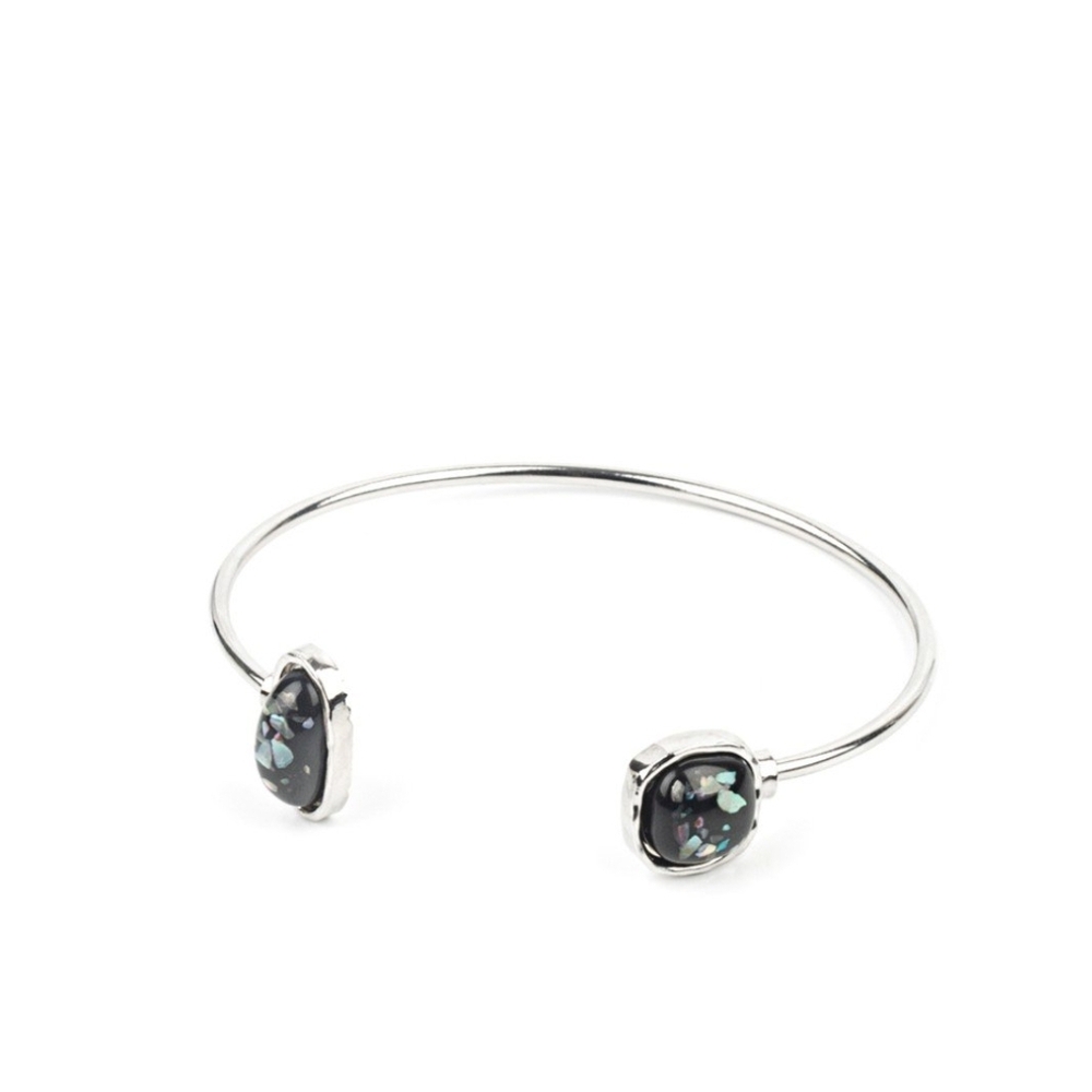 Silver Black Open Cuff Bracelet Don't BEAD Jealous Black Silverstone Jewelry